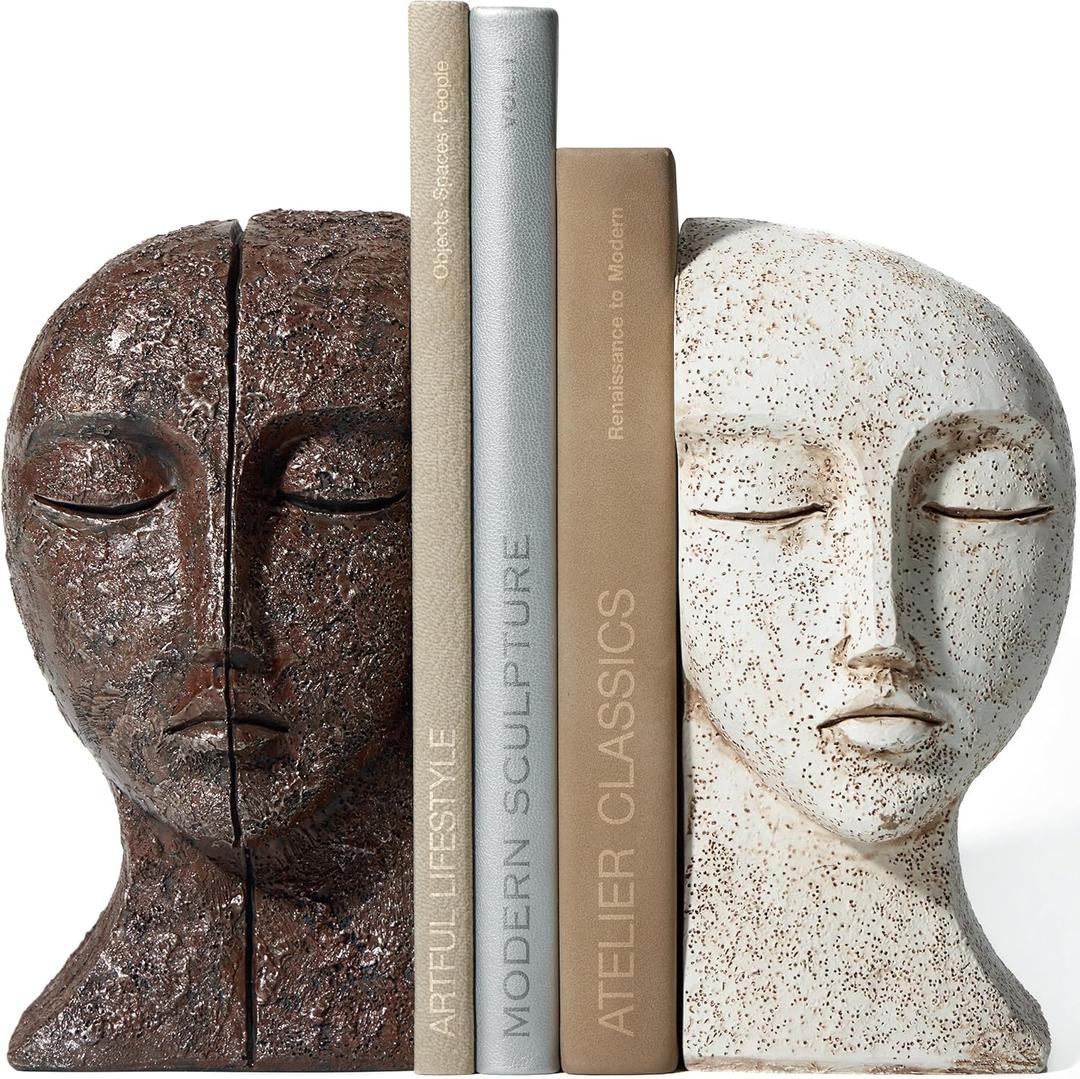 Heavy Duty Book Ends for Shelves - Book Ends for Heavy Books, Book Stopper for Shelves, Bookends for Shelves, Book Ends Unique, Bookends Decorative, Aesthetic Bookshelf Decor, The Tranquil Faces