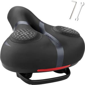 ROCKBROS Bike Seat for Men Women Comfort Wide Gel Bike Seat Replacement,Breathable Waterproof Padded Bicycle Saddle, Compatible with Cruiser/Mountain/Fat Bikes (Black)