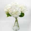 4 Pcs Fake Hydrangeas, 20'' Tall Large Bloom Latex Hydrangea Real Touch Faux Lifelike Silk Flowers Bouquet for Vase Filler Home Office Wedding Party Decor, DIY Floral Arrangement, Centerpieces (White)