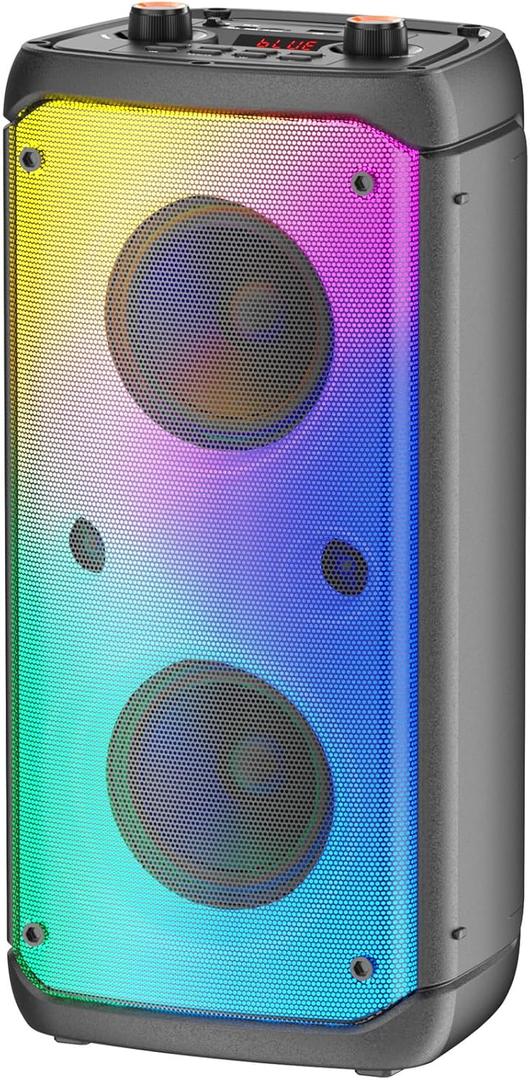 Bluetooth Speaker, 80W Peak Outdoor Speakers Bluetooth Wireless, TWS Portable Party Speakers with Subwoofer, Deep Bass, LED Colorful Lights, Loud Stereo Sound Boombox for Home, Camping, Travel