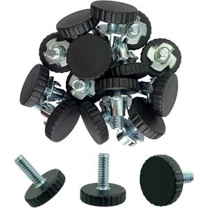 1/4" Threaded Table/Chair/Furniture Feet Screw on with Threaded Insert(12 Pack) Adjustable Foot Levelers Screw in Threaded Pads Glides Leveling for Cabinet/Dresser/Desk/Bench/Stool/Wood Legs