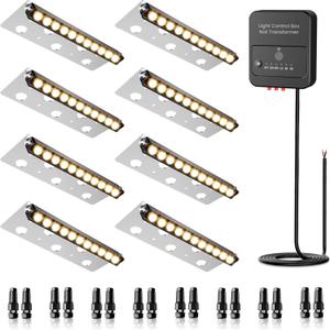 SOROP 8 Inch Retaining Wall Lights 5W LED Hardscape Lighting IP66 Waterproof Low Voltage Step Lights 2700K Landscape Lights Outdoor for Patio Walls Stairs with Connectors, 8 Pack