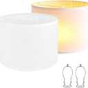 Lampshades Set of 2, 11.6" Top x 12.6" Bottom x 10" High, Drum Lamp shadesMedium Lamp shade, Beige Lampshade Natural Linen Hand Crafted, see installation video here