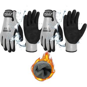 Waterproof Winter Work Gloves,Cold Weather Insulated Work Gloves Thermal Liner Superior Grip Latex Coating Warm for Outdoor XX Large (Medium, Elegant Grey-2pairs)