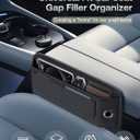 Universal Fit Premium Leather Car Seat Gap Filler Organizer, Center Console Organizer with Card Slots, Clever Gifts for Car SUV Truck Owners (Black, 1 Pack)