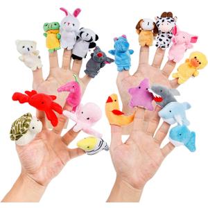 20pcs Different Cartoon Animal Finger Puppets Soft Velvet Dolls Props Toys Easter Basket Stuffers