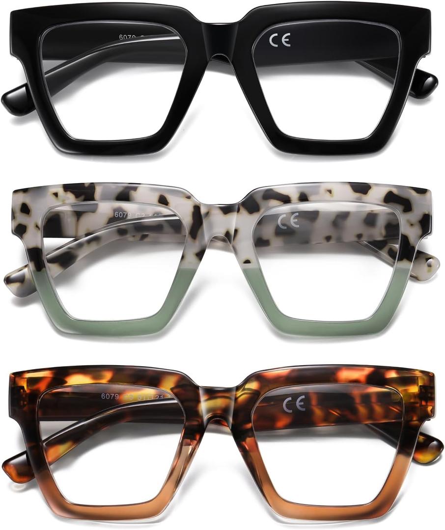Oversized Reading Glasses Women Oprah Style Blue Light Blocking Computer Readers Designer Ladies Large Frame Square