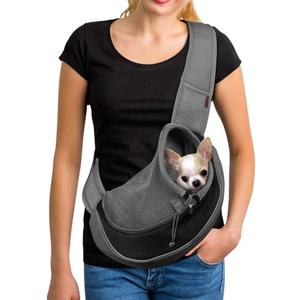 YUDODO Pet Sling Carrier for Small Dogs & Cats  Hands-Free Puppy Carrier with Safety Hook, Large Zipper Pocket, Soft Breathable Mesh, Adjustable Strap & Reflective Strip (Black 1.0 S)
