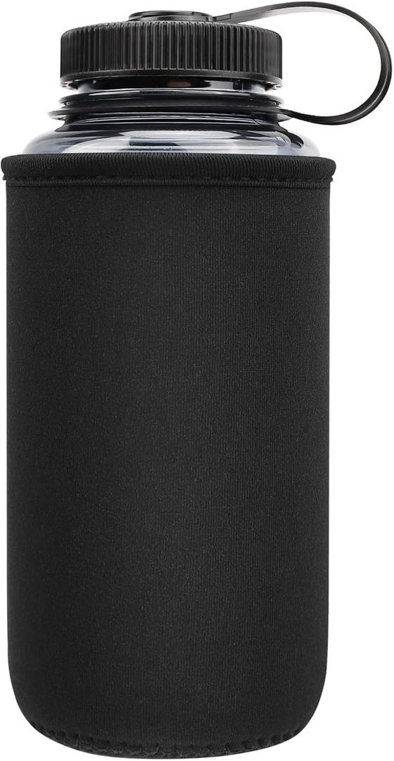 YR Reusable Neoprene Insulator Sleeve Holder for Nalgene Water Bottle, Water Bottle Koozie for Nalgene, Water Bottle Sleeve for Nalgene Water Bottle (32oz Wide Mouth, Black)