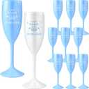 Reallnaive 12 Pcs Last Toast on the Coast Bachelorette Cups Champagne Flutes Plastic Bridal Showers Party Favors Decorations Something Blue Wine Glass Reusable Cups Supplies