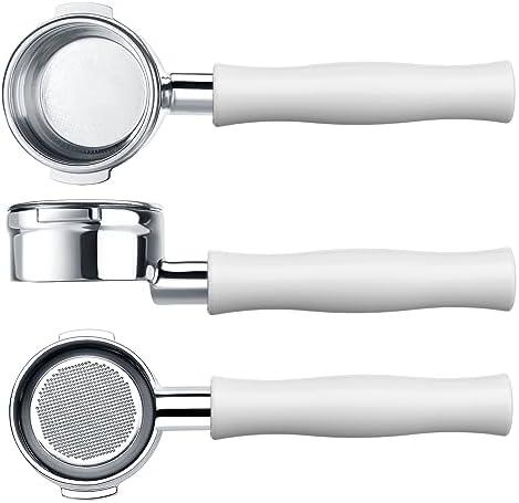 Normcore 58mm Naked Portafilter Compatible with Breville BES900, BES920, BES980, BES985, BES990, Bottomless Portafilter with 18g Basket, White Anodized Aluminum Handle, 1 Pack