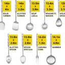18 10 Stainless Steel Cooking Utensils Set,9pcs Kitchen Utensil Sets Metal 14 inch Long Heavy Duty Kitchen Tools Dishwasher Safe, Include Spatula Soup Ladle, Slotted Skimmer Spoon, Spaghetti