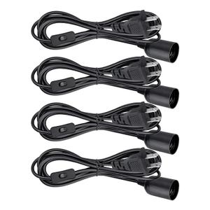 Plug in Light Socket - Pendant Hanging Lantern Cord - 8.2Ft Lamp Cord with Switch E26/E27 Extension Cable, Black Light Bulb Socket,4 Pack