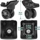 1 Pair Luggage Wheels Replacement Black Suitcase Replacement Parts Caster Trunk Wheels Luggage Suitcase Trolley, Double-Row Wheels