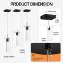 Black 6500K Pendant Ceiling Light Fixture, 3 Pack Crystal Bubble Pendant Lights Kitchen Island with Clear Square Glass Shade, Integrated Led Modern Island Light for Kitchen, Dining Room, Bar