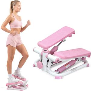 Sunny Health & Fitness Mini Stepper, Compact Home Workout Equipment for Legs & Glutes, LowImpact Cardio Machine with Digital Monitor, Quiet Hydraulic Resistance, Pink