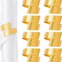 Gold Napkin Rings Set of 8, Metal Rose Pattern Napkin Ring