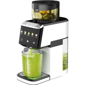 CFR606 Cold Press Juicer Machines,Touch Sensing Function,Double Filter Screen,5.3"Wide Feed Chute,350W Slow Masticating Juicer for Whole Vegetables & Fruits,Easy to Clean(White)