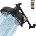 Filtered Shower Head with Extension Arm - EMBATHER 8 Inch High Output Showrhead with 3 Spray Settings, 18 Stage Filter for Hard Water, 11" Adjustable Arm, Brass Swivel Ball Jiont, Matt Black