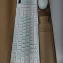 Wireless Keyboard and Mouse Combo, Full-Sized Wireless Keyboard and Adjustable DPI Mouse, 2.4GHz USB Receiver, Keyboard and Mouse for PC, Windows, Desktop, Laptop (Mint Green and White)