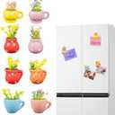 Cute Mini Magnetic Flower Vase Fridge Magnets,Funny Plant Magnets for Fridge Decorative,3D Ceramic Vase Decoration for Home,Kitchen,Office,School,Locker,Whiteboard