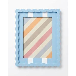 Wavy Edge Wooden Real Glass Photo Frame for Tabletop and Wall Hanging, Blue