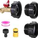 275-330 Gallon IBC Tote Hose Adapter, IBC Tote Adapter, Lead-Free Brass Faucet with 3 Sizes of IBC Tote Fittings, 2.44 Fine, 2 Fine and 2 Coarse, IBC Tote to Garden Hose Adapter