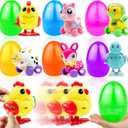 AMENON 6 Pack 4.6" Jumbo Easter Eggs Filled with Wind-Up Toys,Colorful Egg with Wind-Up Jumping Chicks and Duck,Unicorn for Kids Girls Toddlers Easter Basket Stuffer, Party Favors, Classroom Prize