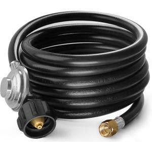 DOZYANT 12 Feet Universal QCC1 Low Pressure Propane Regulator Grill Replacement with 12 FT Hose for Most LP Gas Grill, Heater and Fire Pit Table, 3/8" Female Flare Nut
