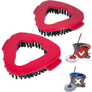 2 Pack Spin Mop Scrub Brush Head, Compatible with O Cedar EasyWring 1-Tank System, Stiff Bristle Replacement for Bathroom, Kitchen, Tile, and Hard Surfaces Cleaning