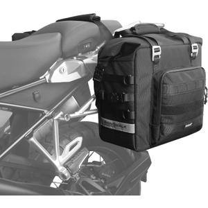Rhinowalk Motorcycle Saddlebag Waterproof 25L Expandable Side Bag Quick Release Motorbike Luggage Pack Fits Most Adventure & Sports Bike Racks (Black, 1 Pack)