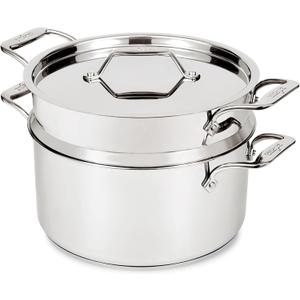 All-Clad Stockpot 8 qt Stainless Steel Multipot With Insert & Lid, Stainless Steel Pot, Induction, Oven Broiler Safe 600F Skillet, Professional Cookware, Silver