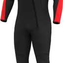 Hevto Men Wetsuits 3/2mm Neoprene Wet Suit Back Front Zip in Cold Water for Surfing Swimming Diving (Small, M2-3/2mm-Front Zip-Red)