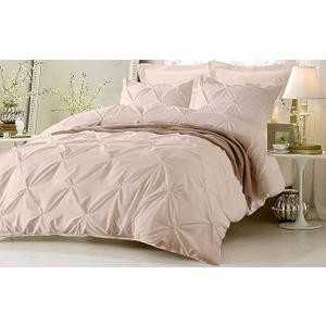 Queen Duvet Qover Cotton 800 Thread Count 100% Egyptian Cotton Long Staple Quilt 1 Duvet Cover 2 Pillow Shams Pinch Pleated Silky Soft, Breathable Cover Set 3 Piece Set for Comforter(Blush)