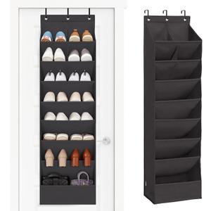 STORAGE MANIAC Over the Door Shoe Organizer Heavy-Duty Large Deep Pocket Hanging Shoe Organizer Shoe Rack Door Closet Shoe Organizer for Wall, Dorm & Narrow Door Storage Shoe Holder Black, 1 Pack