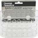 Home Basics Compact Clear Plastic Bath Caddy with Suction Cups for Bath or Shower Easy Installation | Efficient Draining, Strong Suction, Sturdy Design