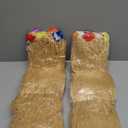 Aodaer 2 Pack Thickened Grass Table Skirt Natural with Hibiscus Flowers 400g Hawaiian Luau Tropical Party Decor Fringe Party Decoration for Costume Tiki Tropical Hawaii Moana Birthday, Straw Yellow