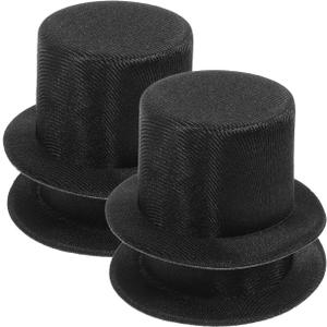 NOLITOY 4Pcs Mini Cylinder Hat, Miniature Top Hats Black Doll Cap for Crafts DIY Pet Cap Party Hair Decoration