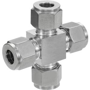 PATIKIL 304 Stainless Steel Cross Compression Tube Fitting 3/8" ID x 3/4"" OD, Pipes Adapter for Water Garden Irrigation System, Silver