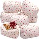 Kacctyen 8 Pcs Cherry Makeup Bag Quilted Bridesmaid Proposal Gifts