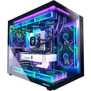 MUSETEX ATX PC Case,6 PWM ARGB Fans Pre-Installed,360MM RAD Support,Type-C Gaming PC Case,270° Full View Tempered Glass Mid Tower,Black ATX Computer Case,Y6
