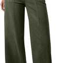 Sidefeel Women's Jeans Wide Leg High Waisted Stretchy Straight Leg Denim Pants Baggy Jeans Green Size 14