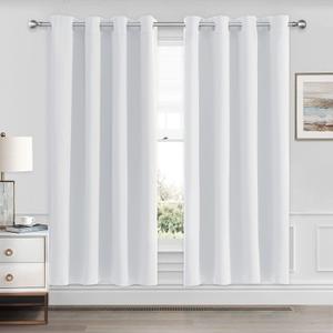 CUCRAF Grayish White Blackout Curtains 63 Inches Long, Thermal Insulated Noise Reducing Grommet Window Drapes for Bedroom & Living Room(52x63 Inch, 2 Panels)