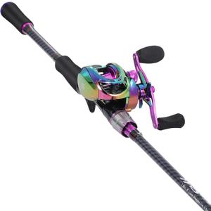 Sougayilang Baitcasting Fishing Combos, Carbon&Glass Fiber Composite 2 Piece Fishing Rods with Casting Reel- 6'0" (Purple- Left Handed- 6'0")