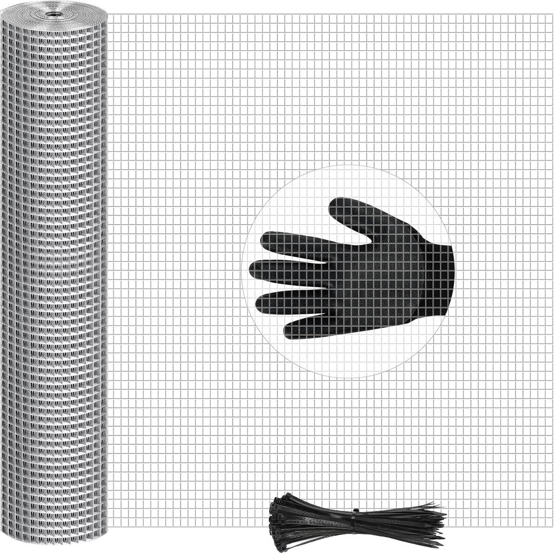 48in x 100ft Hardware Cloth Hot-Dip Galvanized Welded Chicken Wire Fencing - Standard Wire Mesh for Garden, Chicken Coop, Rabbit Cage, Rodent Poultry Enclosures & Predator Protection