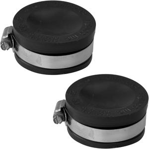 Fernco QC-102 2 Pack 2-in. Qwik Cap Flexible PVC Pipe Cap with Stainless Steel Clamps, Black