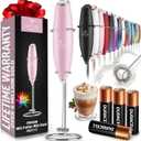 Zulay Powerful Milk Frother (4 Duracell Batteries Included) - Handheld Milk Frother Wand Drink Mixer for Coffee - Powerful Milk Foamer for Cappuccino, Frappe, Matcha & Creamer - Cotton Candy