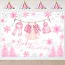 Avezano 7x5ft Baby It's Cold Outside Backdrop Winter Baby Shower Decorations for Girls Pink Snowflake Winter Wonderland Supplies