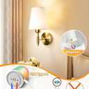 Adetu Battery Operated Wall Sconces Set of Two, Gold Rechargeable Wall Lights with 10000mAh RGB Rechargeable Magnetic Bulb, Battery Wall Sconce with Remote Control for Bedroom Decor, 11.8 Inch