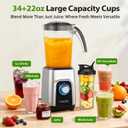 KOIOS Blender/Food Processor Combo Max 1000W, 4 in 1 34oz Pitcher, 22oz Travel Cup, Meat Grinder & Vegetable Chopper, Spice Grinder,BPA Free -All-in-One Kitchen System, Dishwasher Safe
